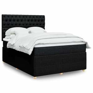 vidaXL, vidaXL Boxspringbett mit Matratze Schwarz 140x200 cm Stoff, vidaXL Boxspringbett mit Matratze Schwarz 140x200 cm Stoff
