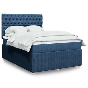 vidaXL, vidaXL Boxspringbett mit Matratze Blau 140x200 cm Stoff, vidaXL Boxspringbett mit Matratze Blau 140x200 cm Stoff