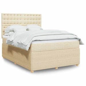 vidaXL, vidaXL Boxspringbett mit Matratze Creme 140x200 cm Stoff, vidaXL Boxspringbett mit Matratze Creme 140x200 cm Stoff