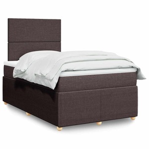 vidaXL, vidaXL Boxspringbett mit Matratze Dunkelbraun 120x200 cm Stoff, vidaXL Boxspringbett mit Matratze Dunkelbraun 120x200 cm Stoff