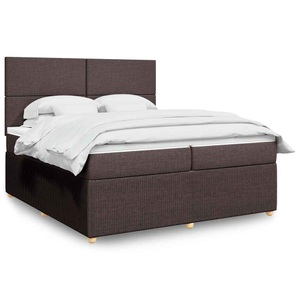 vidaXL, vidaXL Boxspringbett mit Matratze Dunkelbraun 200x200 cm Stoff