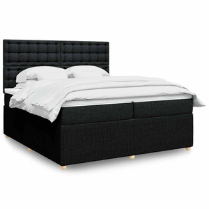 vidaXL, vidaXL Boxspringbett mit Matratze Schwarz 200x200 cm Stoff, vidaXL Boxspringbett mit Matratze Schwarz 200x200 cm Stoff