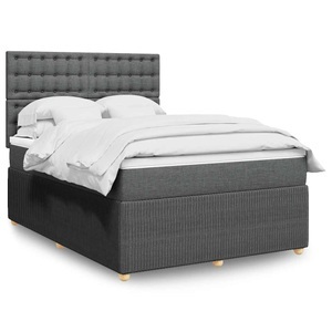 vidaXL, vidaXL Boxspringbett mit Matratze Dunkelgrau 160x200 cm Stoff, vidaXL Boxspringbett mit Matratze Dunkelgrau 160x200 cm Stoff