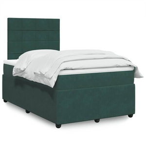 vidaXL, vidaXL Boxspringbett mit Matratze Dunkelgrün 120x200 cm Samt, vidaXL Boxspringbett mit Matratze Dunkelgrün 120x200 cm Samt