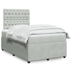 vidaXL, vidaXL Boxspringbett mit Matratze Hellgrau 120x200 cm Samt