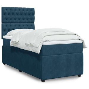 vidaXL, vidaXL Boxspringbett mit Matratze Dunkelblau 90x200 cm Samt, vidaXL Boxspringbett mit Matratze Dunkelblau 90x200 cm Samt