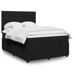 vidaXL, vidaXL Boxspringbett mit Matratze Schwarz 160x200 cm Samt, vidaXL Boxspringbett mit Matratze Schwarz 160x200 cm Samt
