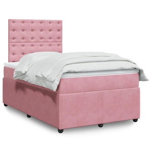 vidaXL, vidaXL Boxspringbett mit Matratze Rosa 120x200 cm Samt