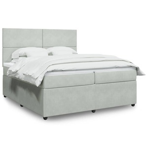 vidaXL, vidaXL Boxspringbett mit Matratze Hellgrau 200x200 cm Samt, vidaXL Boxspringbett mit Matratze Hellgrau 200x200 cm Samt