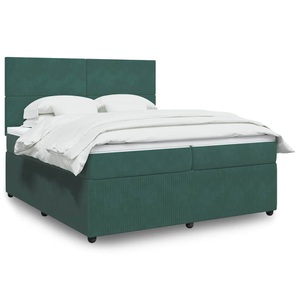 vidaXL, vidaXL Boxspringbett mit Matratze Dunkelgrün 200x200 cm Samt, vidaXL Boxspringbett mit Matratze Dunkelgrün 200x200 cm Samt
