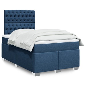 vidaXL, vidaXL Boxspringbett mit Matratze Blau 120x200 cm Stoff