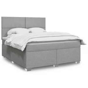 vidaXL, vidaXL Boxspringbett mit Matratze Hellgrau 180x200 cm Stoff, vidaXL Boxspringbett mit Matratze Hellgrau 180x200 cm Stoff