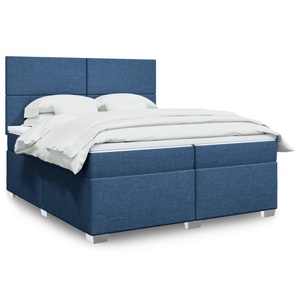 vidaXL, vidaXL Boxspringbett mit Matratze Blau 200x200 cm Stoff