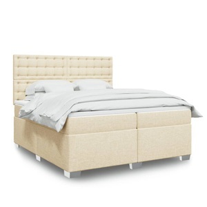vidaXL, vidaXL Boxspringbett mit Matratze Creme 200x200 cm Stoff, vidaXL Boxspringbett mit Matratze Creme 200x200 cm Stoff