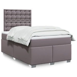 vidaXL, vidaXL Boxspringbett mit Matratze Grau 120x200 cm Kunstleder, vidaXL Boxspringbett mit Matratze Grau 120x200 cm Kunstleder