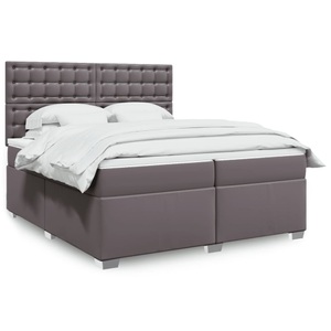 vidaXL, vidaXL Boxspringbett mit Matratze Grau 200x200 cm Kunstleder