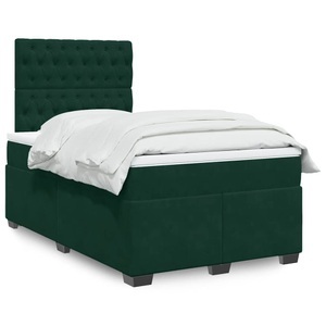vidaXL, vidaXL Boxspringbett mit Matratze Dunkelgrün 120x200 cm Samt