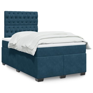 vidaXL, vidaXL Boxspringbett mit Matratze Blau 120x200 cm Samt, vidaXL Boxspringbett mit Matratze Blau 120x200 cm Samt
