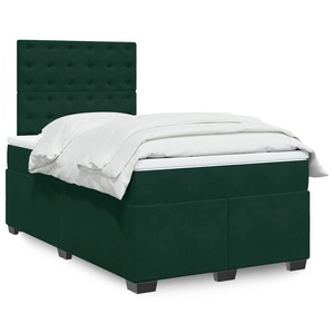 vidaXL, vidaXL Boxspringbett mit Matratze Dunkelgrün 120x200 cm Samt, vidaXL Boxspringbett mit Matratze Dunkelgrün 120x200 cm Samt