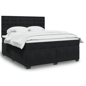 vidaXL, vidaXL Boxspringbett mit Matratze Schwarz 180x200 cm Samt, vidaXL Boxspringbett mit Matratze Schwarz 180x200 cm Samt