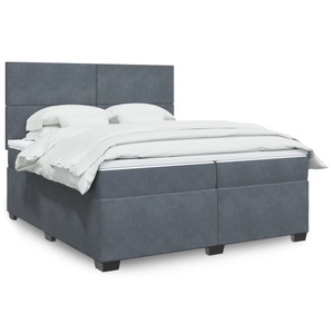 vidaXL, vidaXL Boxspringbett mit Matratze Dunkelgrau 200x200 cm Samt