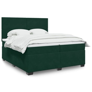 vidaXL, vidaXL Boxspringbett mit Matratze Dunkelgrün 200x200 cm Samt