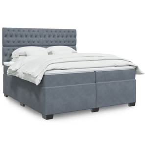 vidaXL, vidaXL Boxspringbett mit Matratze Dunkelgrau 200x200 cm Samt