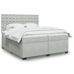 vidaXL, vidaXL Boxspringbett mit Matratze Hellgrau 200x200 cm Samt