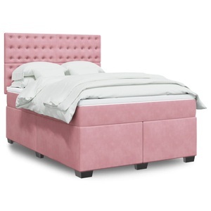 vidaXL, vidaXL Boxspringbett mit Matratze Rosa 140x200 cm Samt, vidaXL Boxspringbett mit Matratze Rosa 140x200 cm Samt