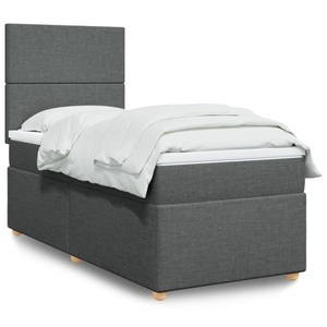vidaXL, vidaXL Boxspringbett mit Matratze Dunkelgrau 90x200 cm Stoff, vidaXL Boxspringbett mit Matratze Dunkelgrau 90x200 cm Stoff