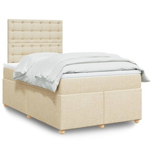 vidaXL, vidaXL Boxspringbett mit Matratze Creme 120x200 cm Stoff