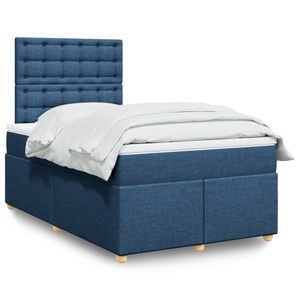 vidaXL, vidaXL Boxspringbett mit Matratze Blau 120x200 cm Stoff, vidaXL Boxspringbett mit Matratze Blau 120x200 cm Stoff
