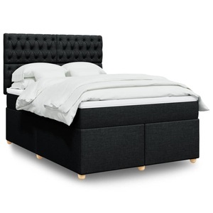 vidaXL, vidaXL Boxspringbett mit Matratze Schwarz 140x200 cm Stoff, vidaXL Boxspringbett mit Matratze Schwarz 140x200 cm Stoff