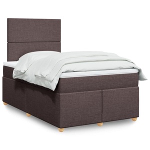 vidaXL, vidaXL Boxspringbett mit Matratze Dunkelbraun 120x200 cm Stoff