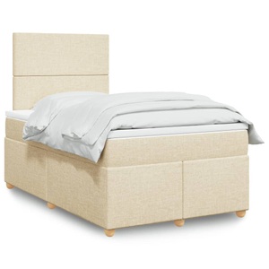 vidaXL, vidaXL Boxspringbett mit Matratze Creme 120x200 cm Stoff