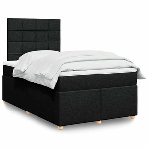 vidaXL, vidaXL Boxspringbett mit Matratze Schwarz 120x200 cm Stoff