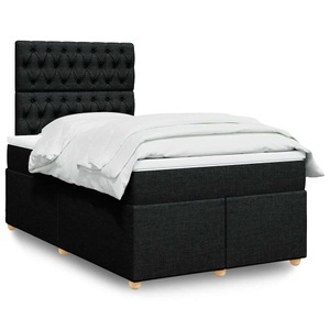 vidaXL, vidaXL Boxspringbett mit Matratze Schwarz 120x200 cm Stoff, vidaXL Boxspringbett mit Matratze Schwarz 120x200 cm Stoff