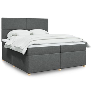 vidaXL, vidaXL Boxspringbett mit Matratze Dunkelgrau 200x200 cm Stoff