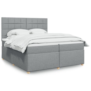 vidaXL, vidaXL Boxspringbett mit Matratze Hellgrau 200x200 cm Stoff
