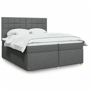 vidaXL, vidaXL Boxspringbett mit Matratze Dunkelgrau 200x200 cm Stoff