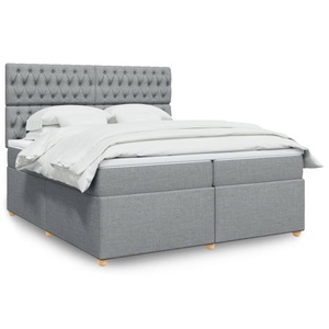 vidaXL, vidaXL Boxspringbett mit Matratze Hellgrau 200x200 cm Stoff