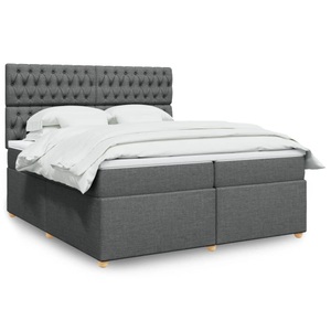 vidaXL, vidaXL Boxspringbett mit Matratze Dunkelgrau 200x200 cm Stoff