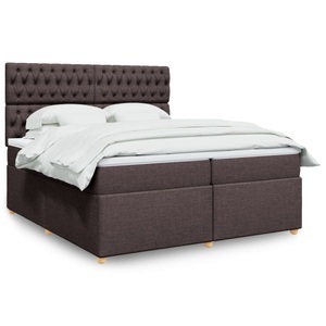 vidaXL, vidaXL Boxspringbett mit Matratze Dunkelbraun 200x200 cm Stoff, vidaXL Boxspringbett mit Matratze Dunkelbraun 200x200 cm Stoff