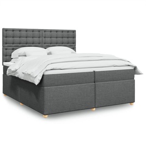 vidaXL, vidaXL Boxspringbett mit Matratze Dunkelgrau 200x200 cm Stoff