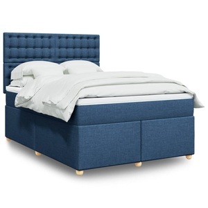 vidaXL, vidaXL Boxspringbett mit Matratze Blau 140x200 cm Stoff, vidaXL Boxspringbett mit Matratze Blau 140x200 cm Stoff