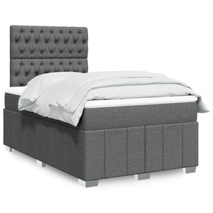 vidaXL, vidaXL Boxspringbett mit Matratze Dunkelgrau 120x200 cm Stoff, vidaXL Boxspringbett mit Matratze Dunkelgrau 120x200 cm Stoff