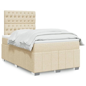 vidaXL, vidaXL Boxspringbett mit Matratze Creme 120x200 cm Stoff, vidaXL Boxspringbett mit Matratze Creme 120x200 cm Stoff