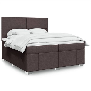 vidaXL, vidaXL Boxspringbett mit Matratze Dunkelbraun 200x200 cm Stoff