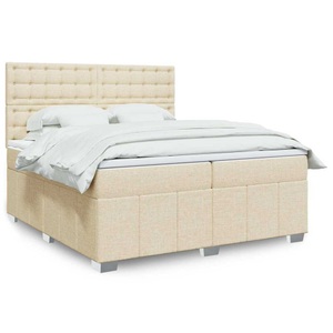 vidaXL, vidaXL Boxspringbett mit Matratze Creme 200x200 cm Stoff