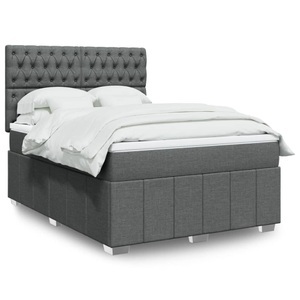 vidaXL, vidaXL Boxspringbett mit Matratze Dunkelgrau 160x200 cm Stoff, vidaXL Boxspringbett mit Matratze Dunkelgrau 160x200 cm Stoff